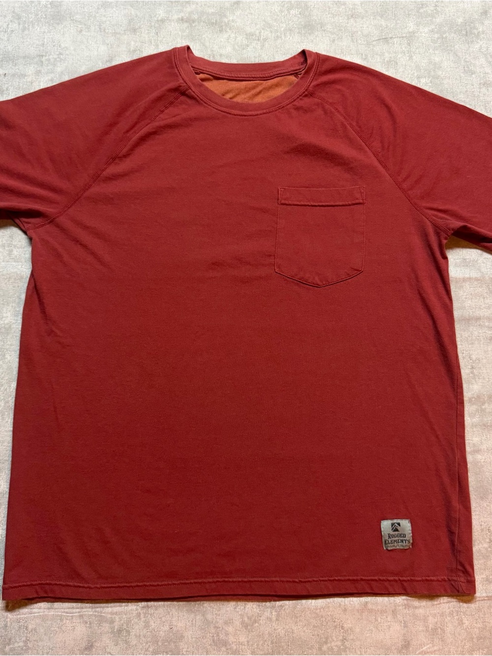 Rugged Elements Men's M Red Crew Neck Short Sleeve Solid Pocket Logo T-Shirt